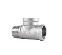 ICYJRFHLTF DN8/DN15/DN40 Male+Male+Female Threaded 3 Way Tee T Pipe Fitting 1/4" 1/2" 3/4" 1" 1-1/4" 1-1/2" Threaded 304 Stainless Steel(M x F x F,1-1/2")