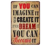 ICYJRFHLTF If You Can Imagine It You Can Do It Distressed Tin Sign Creator Quote for Study Room Workshop Home Office 8 X 12 in