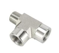 ICYJRFHLTF SS316 Female to Male Street Tee NPT BSPT 1/8" 1/4" 3/8" 1/2" 4 Way Connector 3000psig 20MPa Pipe Fitting Stainless Steel(Pipe Thread - BSPT,1/2")