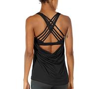 icyzone 2 in 1 Canotta Donna Sportiva con Reggiseno, Top con Imbottiture Rimovibili Senza Maniche per Fintness Palestra Yoga (XXL,Nero)
