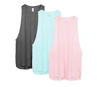 icyzone Canotta Donna Sportiva Traspirante e Sciolto Senza Maniche Atletica Palestra Camicie Corsa Yoga Tank Top (Pacco da 3) (L,Grigio Scuro/Pearl Blush/Aqua)