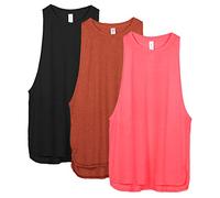 icyzone Canotta Donna Sportiva Traspirante e Sciolto Senza Maniche Atletica Palestra Camicie Corsa Yoga Tank Top (Pacco da 3) (M,Nero*/Arancio Polveroso*/Rosa Neon*)