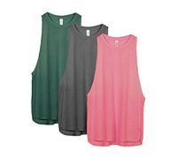 icyzone Canotta Donna Sportiva Traspirante e Sciolto Senza Maniche Atletica Palestra Camicie Corsa Yoga Tank Top (Pacco da 3) (L,Army/Grigio Scuro/Rosa)
