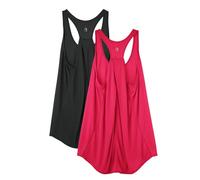 icyzone, canotta sportiva da donna per yoga, fitness e corsa, con scollo a V, 2 pezzi, M