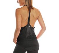 icyzone Canotta Sportiva Donna Lunga Senza Schienale,Sciolta e Traspirante Rapida Asciugatura Canotte per Palestra Allenamento Yoga (L,Nero)