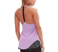 icyzone Canotta Sportiva Donna Lunga Senza Schienale,Sciolta e Traspirante Rapida Asciugatura Canotte per Palestra Allenamento Yoga (XL,Lilla)