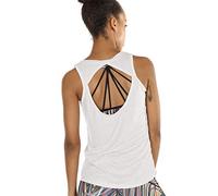 icyzone Canotte Sportive Donna Senza Schienale,Sciolta Leggero e Traspirante Canotta per Palestra Fitness (S,Bianco)