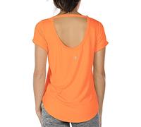 icyzone Maglia Sportiva Donna Senza Schienale,T Shirt Donna Sportiva Maniche Corte Sciolta Traspirante Maglietta per Palestra Corsa Yoga (S,Arancia)