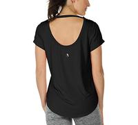 icyzone Maglia Sportiva Donna Senza Schienale,T Shirt Donna Sportiva Maniche Corte Sciolta Traspirante Maglietta per Palestra Corsa Yoga (M,Nero)