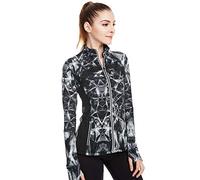 icyzone Maglietta a Maniche Lunghe Cappotto Donna da Sportiva Fitness (XL, Lightning)