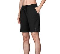 icyzone Pantaloncini Sportivi Donna Bermuda con Tasche Traspirante Shorts Sportivi Donna per Running Fitness Palestra (XL,Nero)