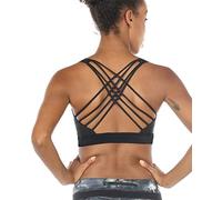 icyzone Reggiseno Donna Sportivo Senza Ferretto,Top Sportivo Cinghie Incrociate con Imbottita Rimovibili Reggiseni per Yoga Ciclismo Pilate (M,Nero)