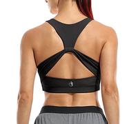 icyzone Reggiseno Sportivo Donna con Rimovibile Imbottito,Senza Ferretto Incrociato Indietro Top Sportivo Yoga Pilates Danze (S,Nero)