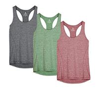 icyzone - Top sportivo da donna, incrociato sulla schiena, per yoga, corsa e fitness, maglietta tecnica, confezione da 3 pezzi, XXXL