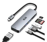 ICZI Hub USB C 4K a 60Hz HDMI, 6 in 1 multiporta USB C adattatore con HDMI, 2 porte USB 3.0, lettore di schede SD/TF e USB-C PD 100W per MacBook Pro/Air laptop e altro ancora