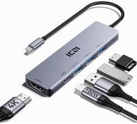 ICZI Hub USB C Multiporta, Adattatore con HDMI, 3 Porte USB 3.0, Ricarica PD 100W, Nero
