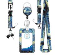 ID Badge Holder with Lanyard, Retractable Name Tag Reel, Access Card Carabiner Clip, Durable Work Pass Organizer, Practical ID Solution for Any Position, 23,62 pollici