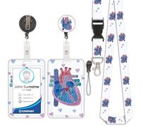ID Badge Lanyard Card Holder, Porta Badge de Collo con Cordino, Portabadge in Plastica con Stampa, Cavo Staccabile con Clip Retrattile, Protezione Carte per Studenti e Infermiere (Stile 19)