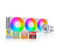 ID-COOLING FX360 INF - Raffreddatore CPU liquido bianco, 360 mm, AIO Cooler ARGB Infinity effetto specchio, 3 ventole concatenate a margherita da 120 mm, funzionamento a basso rumore 27,2 dB (A) max.,