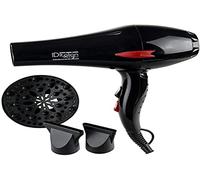 ID Design italiano | Asciugacapelli professionale con diffusore; 2 velocità e 3 livelli di calore - Potente motore da 2400 W - Colore nero