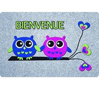 ID Mat GREY'FLOCK Tappeto, Fibre Sintetiche, Gris/Bleu/Vert/Rose, 40x60x0,4 cm