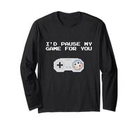 I'd Pause My Game for You Funny Gamer Valentine's Day Maglia a Manica