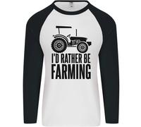 I'D Rather Be Agricoltura Contadino Trattore Uomo L/S Baseball T-Shirt