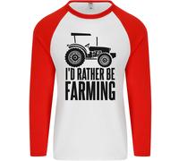 I'D Rather Be Agricoltura Contadino Trattore Uomo L/S Baseball T-Shirt