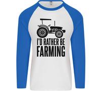 I'D Rather Be Agricoltura Contadino Trattore Uomo L/S Baseball T-Shirt