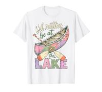 I'd Rather Be At The Lake Canoe Paddle Lake Life Maglietta
