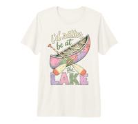 I'd Rather Be At The Lake Canoe Paddle Lake Life Maglietta Premium
