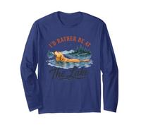 I'd Rather Be at The Lake Cute Floating Dog Maglia a Manica