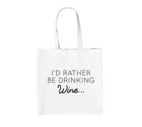 I'D Rather Be Bere Vino - Borsa Tote IN Tela - Pinot Bianco Rose Rosse Pub