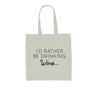 I'D Rather Be Bere Vino - Borsa Tote IN Tela - Pinot Bianco Rose Rosse Pub