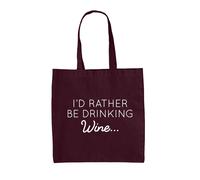 I'D Rather Be Bere Vino - Borsa Tote IN Tela - Pinot Bianco Rose Rosse Pub
