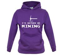 I'D Rather Be Data Mining - Bambini Felpa con Cappuccio Gamer Gioco Mio Fan Nerd