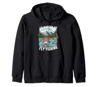I'd Rather Be Fly Fishing Trout Mountains River Outdoors Felpa con Cappuccio