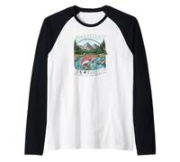 I'd Rather Be Fly Fishing Trout Mountains River Outdoors Maglia con Maniche Raglan