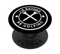 'I'd Rather Be Golfing' Funny Golf Tee with Crossed Tees PopSockets PopGrip Adesivo