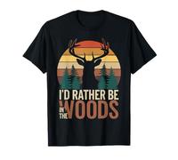 I'd Rather Be in The Woods Funny Camping Hiking Outdoors Maglietta