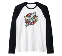 I'd Rather Be Skating Roller Skate Wings Retro Distressed Maglia con Maniche Raglan
