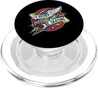 I'd Rather Be Skating Roller Skate Wings Retro Distressed PopSockets PopGrip per MagSafe