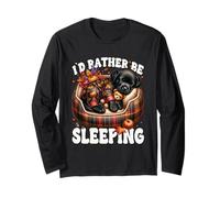 ID Rather Be Sleeping Fall Saying for Women Cute Labrador Maglia a Manica