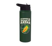 I'd Rather Be Watching Radar Edges Distressed Storm Chasers Stainless Steel Insulated Water Bottle
