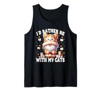 Id Rather Be With My Cats Funny Cat Lover Gnome Cat Graphic Canotta