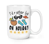 I'D Rather Essere Su Vacanza 426ml Grande Tazza Sole Isola Tropicale Beach Joke