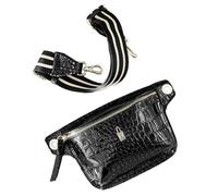IDA - Marsupio nero in pelle croco, Nero, 19 x 14 x 6 cm, Pelle laccata, motivo coccodrillo goffrato