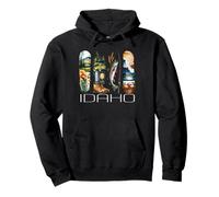 Idaho All'aperto, Pesca, Campeggio, Natura Stile Acquerello Felpa con Cappuccio