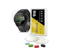 iDaPro [4Pcs Vetro Temperato per Garmin Forerunner 165 / Forerunner165 Music Pellicola Protettiv 4Pcs] tappi antipolvere in silicone,Vetro temperato,Durezza 9H,Antigraffio,Antibolla