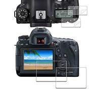 iDaPro Pellicola in vetro temperato per Canon EOS 6D Mark II + PET Top | 2 Glass + 2 PET Top schermo + Scatola ABS. Non per 6D. Durezza 9H, antigraffio, senza bolle, HD, anti-impronte.